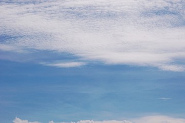 deep blue skies with white clouds background with space for text, blue cloudy skies texture, dark bl