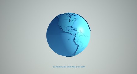 Wall Mural - 3d rendering earth background. world map of the blue earth with white background.