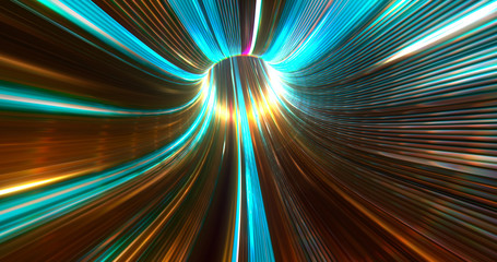 Poster - abstract neon lights sci-fi futuristic hi tech virtual reality tunnel. futuristic motion graphic. ul