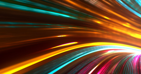 Poster - abstract neon lights sci-fi futuristic hi tech virtual reality tunnel. futuristic motion graphic. ul