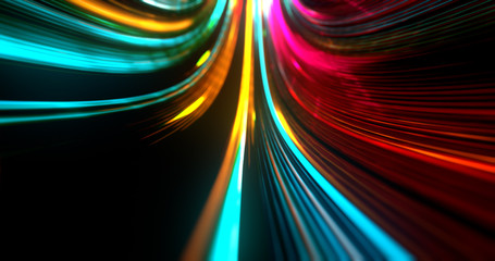 Poster - abstract neon lights sci-fi futuristic hi tech virtual reality tunnel. futuristic motion graphic. ul