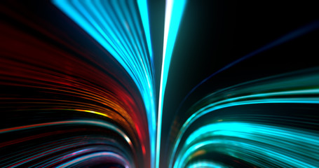 Poster - Abstract neon lights Sci-Fi futuristic Hi Tech virtual reality tunnel. Futuristic motion graphic. Ultra violet neon light glow. 3D rendering