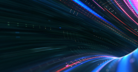 Poster - abstract neon lights sci-fi futuristic hi tech virtual reality tunnel. futuristic motion graphic. ul