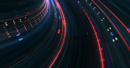 Poster - abstract neon lights sci-fi futuristic hi tech virtual reality tunnel. futuristic motion graphic. ul