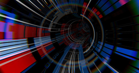 Poster - abstract neon lights sci-fi futuristic hi tech virtual reality tunnel. futuristic motion graphic. ul