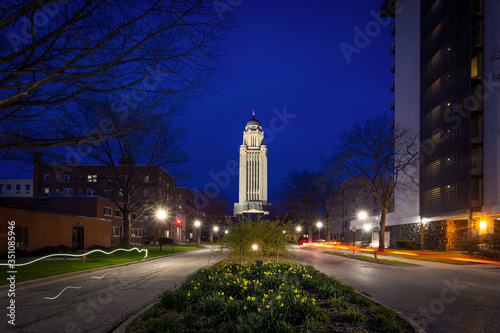 Cuadros en Lienzo Lincoln Nebraska state capitol at night