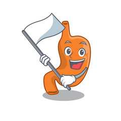 Wall Mural - A heroic stomach mascot character design with white flag