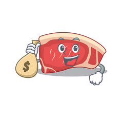 Sticker - Crazy rich sirloin mascot design having money bags