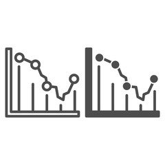 Poster - Business graph line and solid icon, business concept, Statistic finance chart sign on white background, Analytics infographic icon in outline style for mobile concept and web design. Vector graphics.