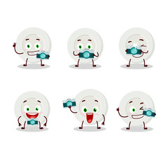 Sticker - Photographer profession emoticon with plate angry expressioncartoon character