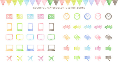 Wall Mural - colorful watercolor icon set (vector)