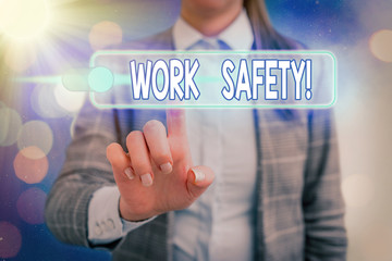 Poster - Word writing text Work Safety. Business photo showcasing policies and procedures in place to ensure health of employees