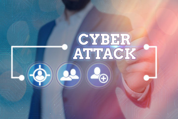 Aufkleber - word writing text cyber attack. business photo showcasing an attempt by hackers to damage destroy a 