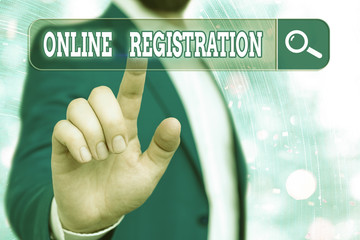 Fototapete - Handwriting text writing Online Registration. Conceptual photo System for subscribing or registering via the Internet