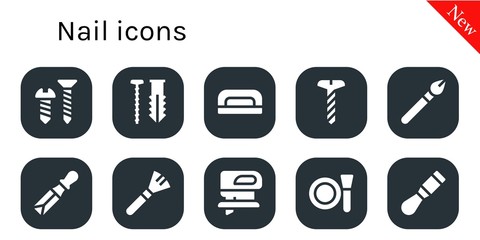 Sticker - Modern Simple Set of nail Vector filled Icons