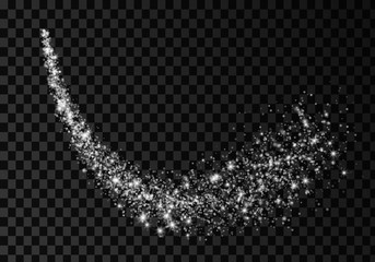 Wall Mural - Sparkle stardust. Glitter silver wave. Magic comet with trail. Shining stars.