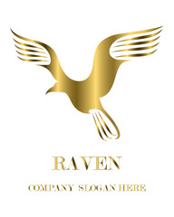 Wall Mural - Gold Vector illustration on a white background of a raven. Suitable for making logo.