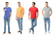 © Pixel-Shot - Different men in stylish t-shirts on white background