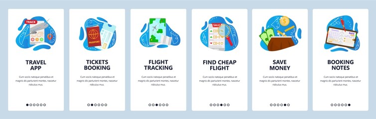 Poster - travel website and mobile app onboarding screens vector template
