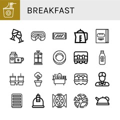 Poster - breakfast simple icons set