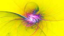 3D Rendering Abstract Yellow Fractal Light Background