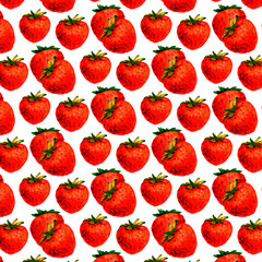 Poster - Seamless pattern of watercolor strawberries - illustration fresh