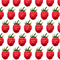 Canvas Print - Seamless watercolor pattern with funny raspberries on the white background, aquarelle. illustration. Hand-drawn background. Useful for invitations, scrapbooking, design.