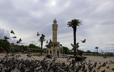 Turkey / Izmir Konak clock tower in the Square May 4, 2020.