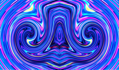 Poster - Holographic metal foil rainbow wave, flowing liquid fractal abstract texture.