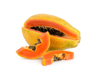 Canvas Print - ripe papaya fruit isolated on white background