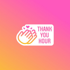 Wall Mural - thank you hour sticker. vector illustration