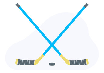 Wall Mural - Ice hockey stick and puck. Crossed sticks design. Sport equipment symbol. Vector illustration.