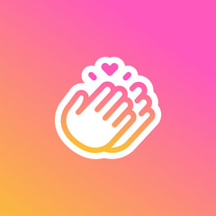 Wall Mural - Clapping hands icon. Instagram Thank you hour sticker. Vector Illustration	