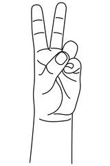 Wall Mural - hand gesture in form letter v. concept of peace gesture in sign language. vector illustration in out