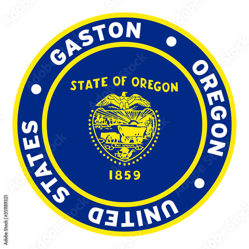 Round Gaston Oregon United States Flag Clipart 3 Tableau sur Toile