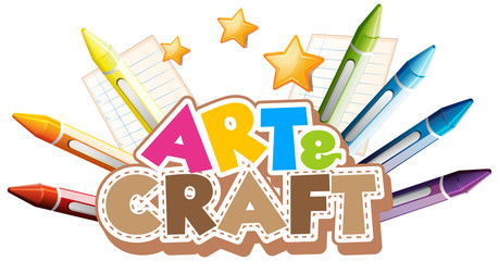 Wall Mural - font design for word art and craft with colorful crayons