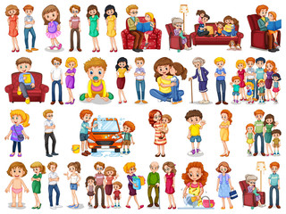 Wall Mural - Group of family member characters