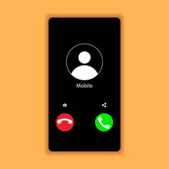 Fototapete - Mobile call screen template. Call screen smartphone interface mockup. Web app ui display template. Vector illustration. EPS 10