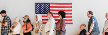 American Queuing At A Polling Place