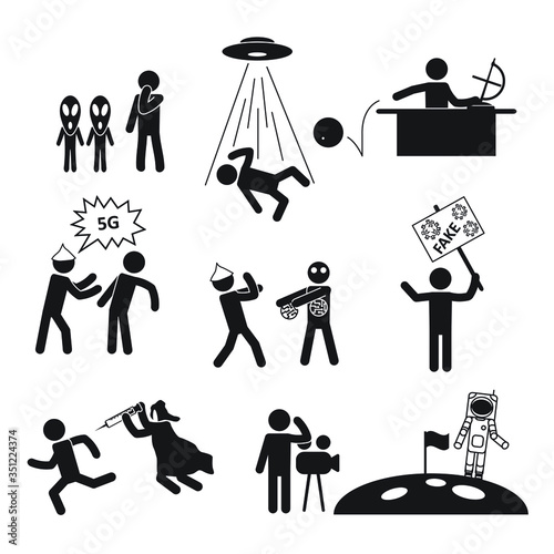 Cuadros en Lienzo Conspiracy theorist people icon set. Vector.