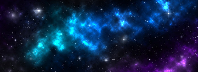 space galaxy background with shining stars and nebula in blue purple pink color, cosmos with colorfu