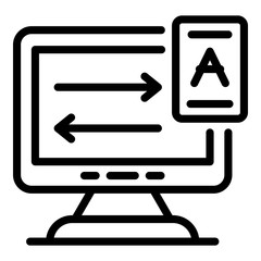 Poster - Computer language translator icon. Outline computer language translator vector icon for web design isolated on white background