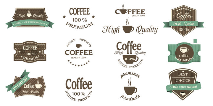 Coffee logos,vintage Coffee labels , retro emblems, set for design