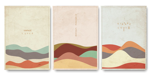 Wall Mural - covers templates set with geometric curve textured hand drawn shapes oriental vintage style