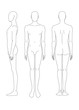 Sketch of the human body. Front, side and rear view. Pattern of the human body for drawing clothes. You can print and draw directly on sketches.