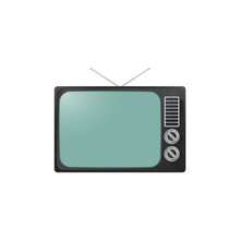 Retro Tube Television Used In Old Years, Vector Illustration