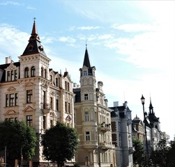 Wall Mural - Old houses on the street in Karlovy Vary