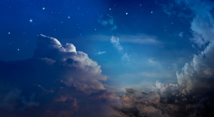 Wall Mural - beautiful night sky with stars and clouds