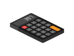 Aufkleber - Black calculator white background. Modern design. Electronic portable calculator. Vector stock illustration.