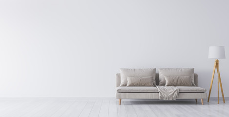 Mock up interior for minimal living room design on white background